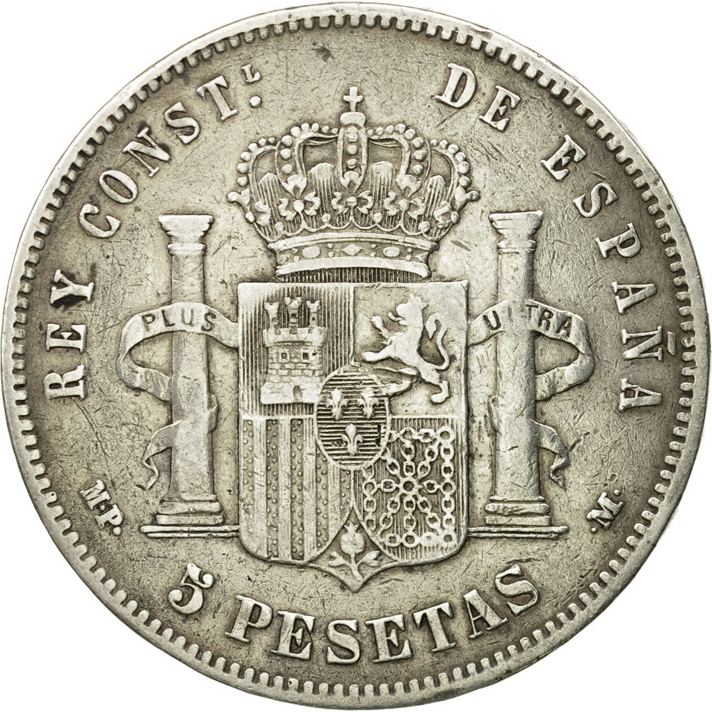 Spain, Alfonso XIII, 5 Pesetas, 1889, Madrid, EF(40-45), Silver, KM:689