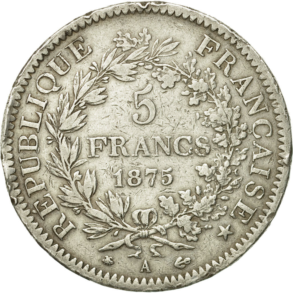 France, Hercule, 5 Francs, 1875, Paris, VG(8-10), Silver, KM:820.1