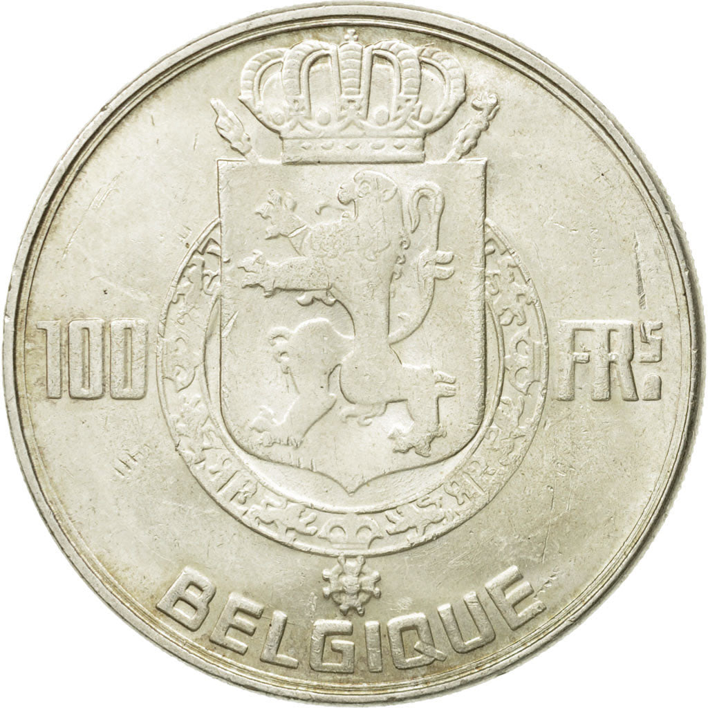 Belgium, 100 Francs, 100 Frank, 1950, EF(40-45), Silver, KM:138.1