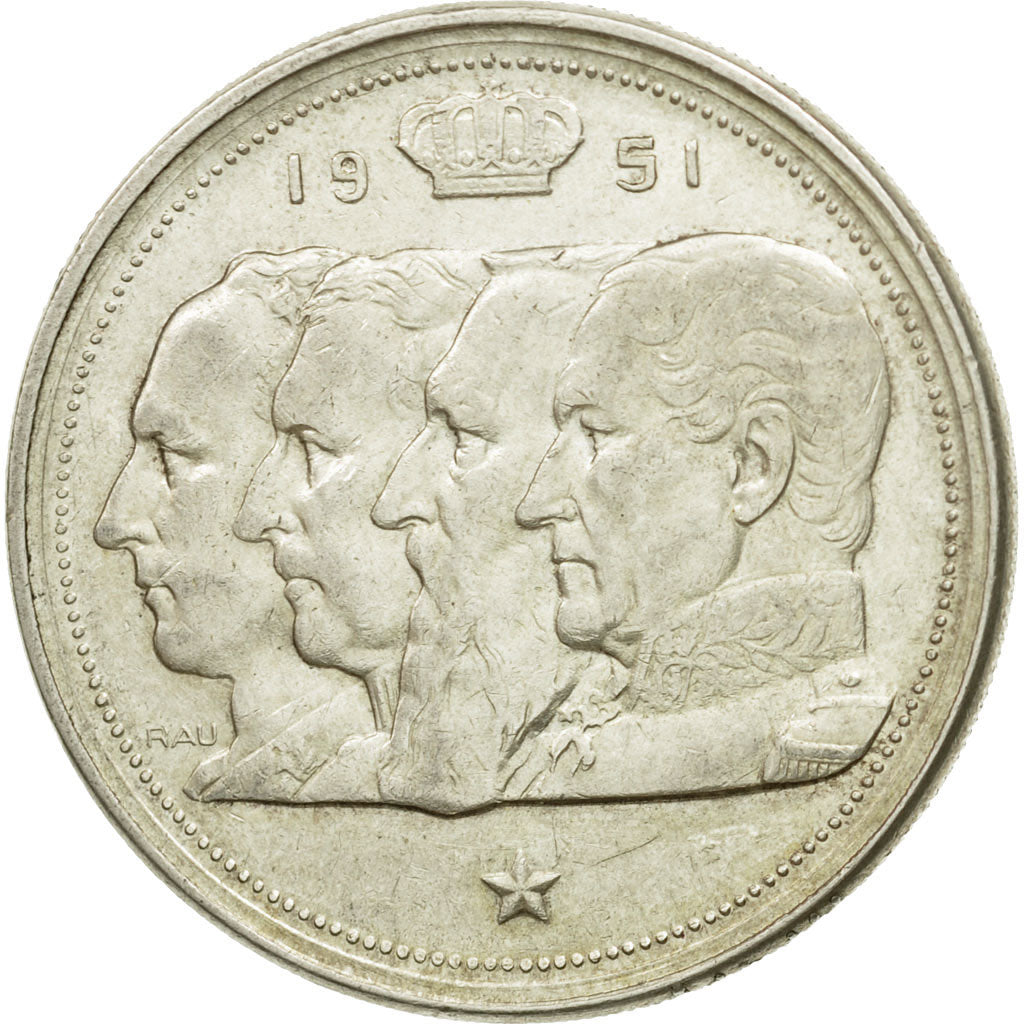 Belgium, 100 Francs, 100 Frank, 1951, EF(40-45), Silver, KM:139.1