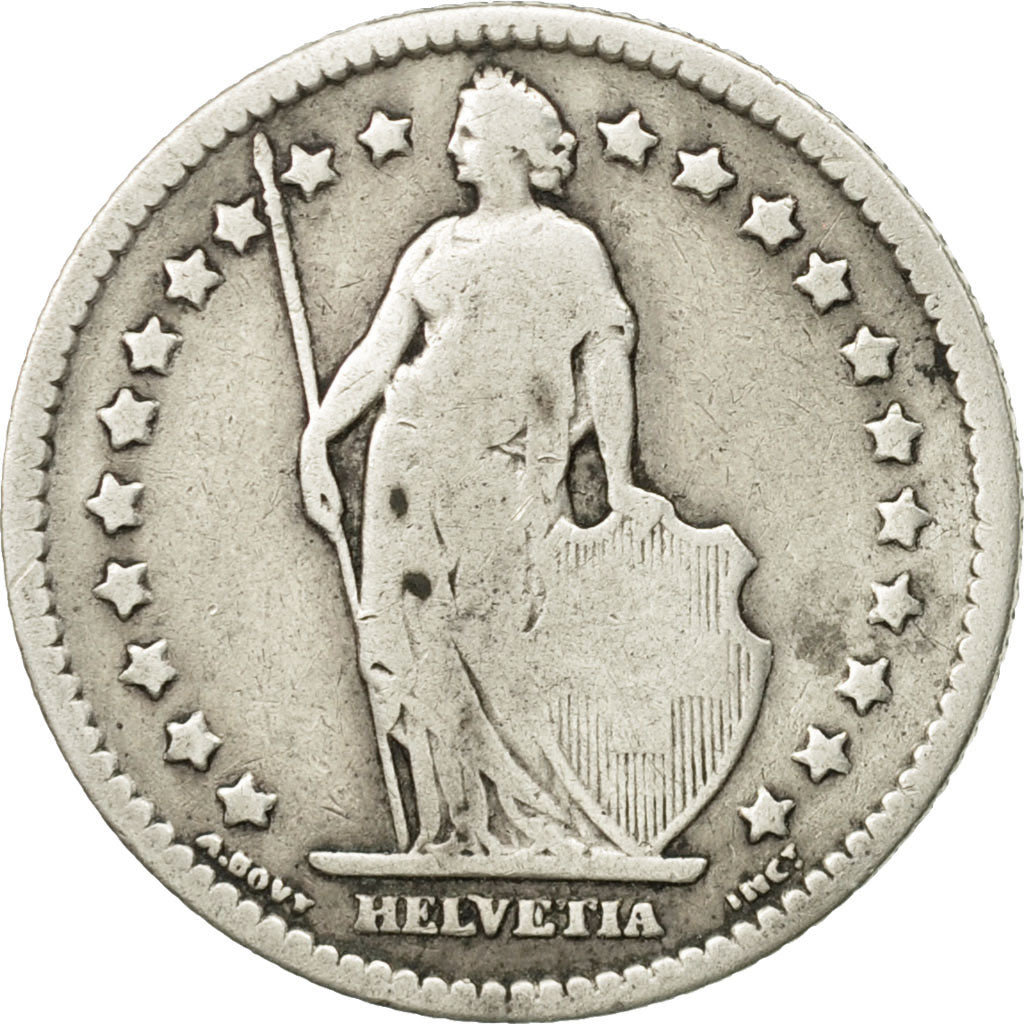 Switzerland, Franc, 1886, Bern, VF(30-35), Silver, KM:24