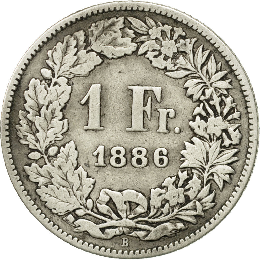 Switzerland, Franc, 1886, Bern, VF(30-35), Silver, KM:24