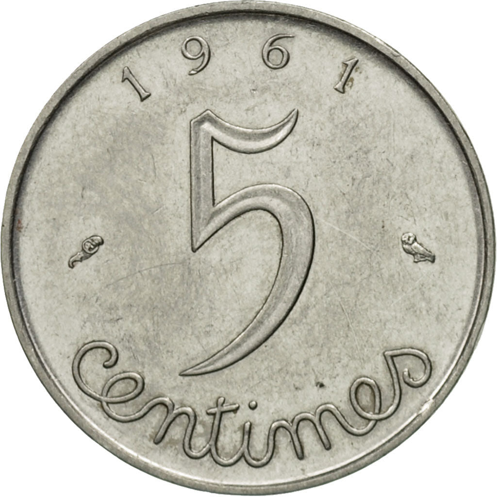 France, Épi, 5 Centimes, 1961, Paris, VF(30-35), Stainless Steel, KM:927