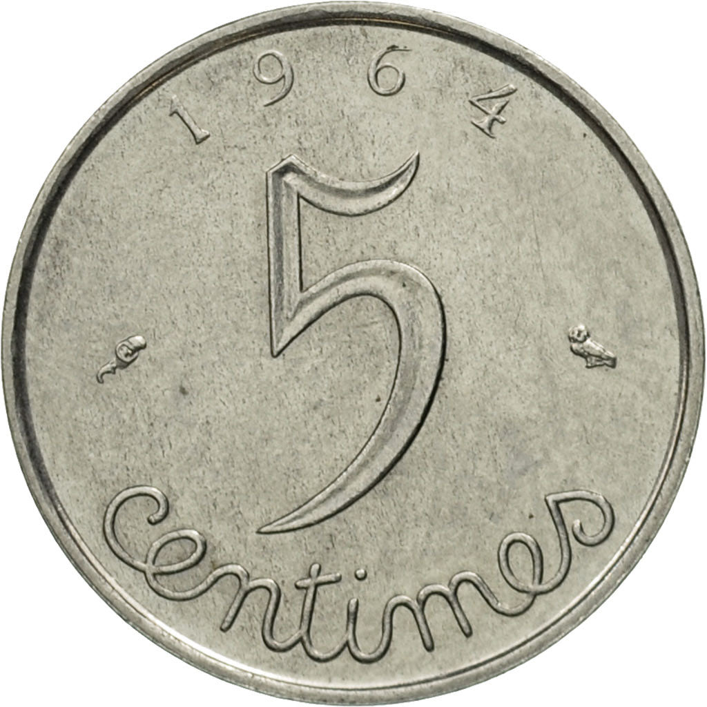 France, Épi, 5 Centimes, 1964, Paris, VF(30-35), Stainless Steel, KM:927