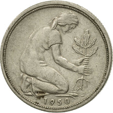 GERMANY - FEDERAL REPUBLIC, 50 Pfennig, 1950, Stuttgart, VF(30-35)
