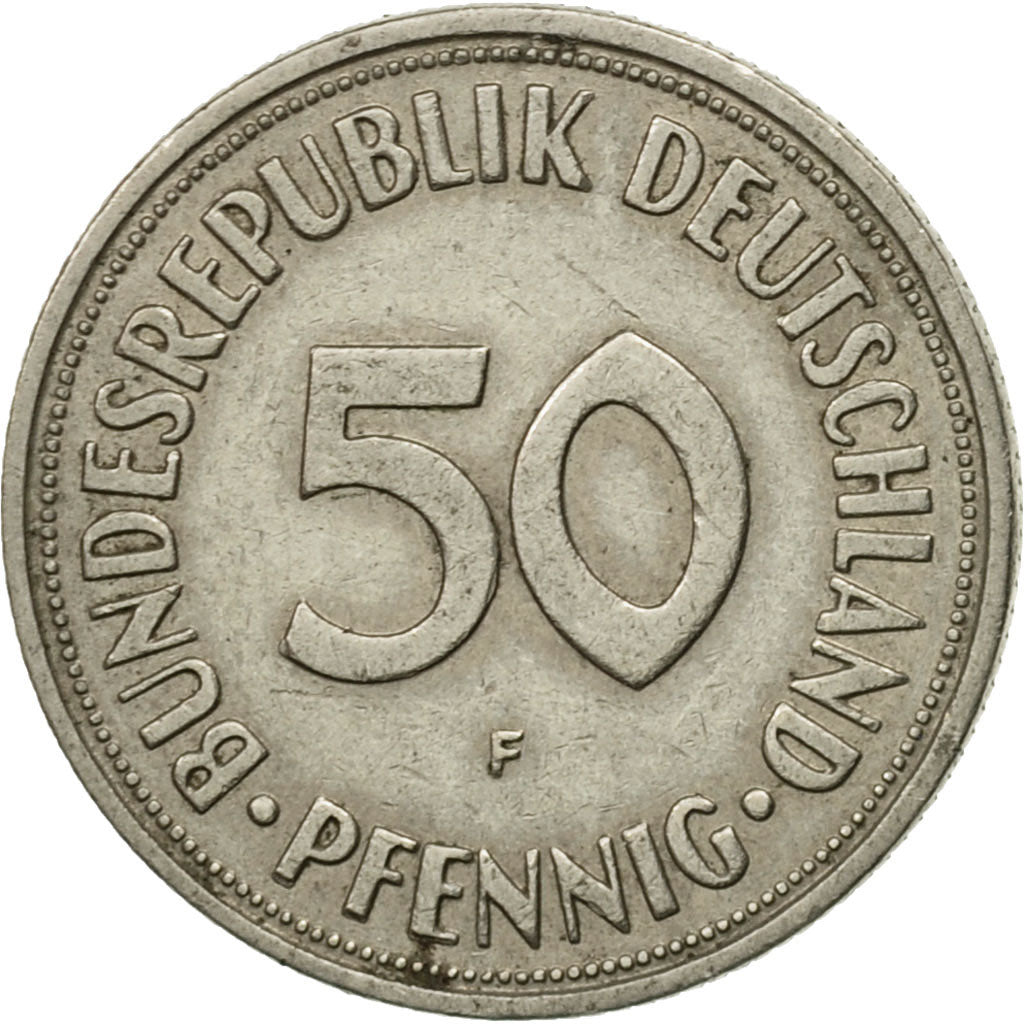 GERMANY - FEDERAL REPUBLIC, 50 Pfennig, 1950, Stuttgart, VF(30-35)