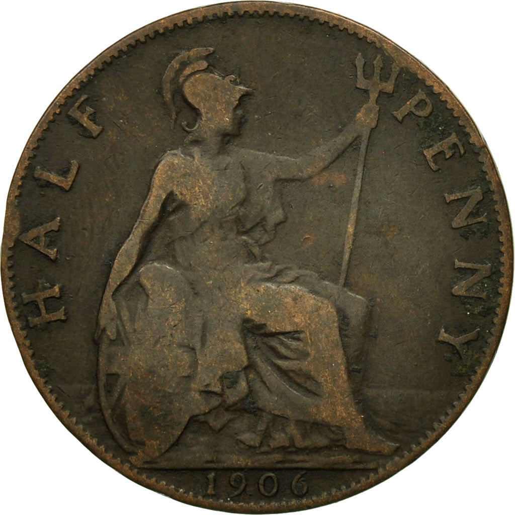 Great Britain, Edward VII, 1/2 Penny, 1906, VF(30-35), Bronze, KM:793.2