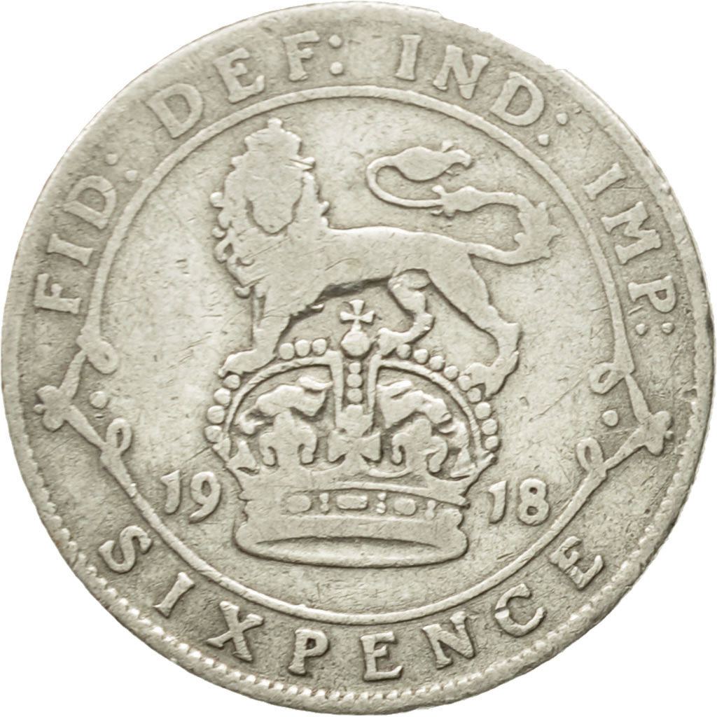 Great Britain, George V, 6 Pence, 1918, F(12-15), Silver, KM:815