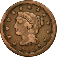 United States, Braided Hair Cent, Cent, 1854, U.S. Mint, Philadelphia, F(12-15)