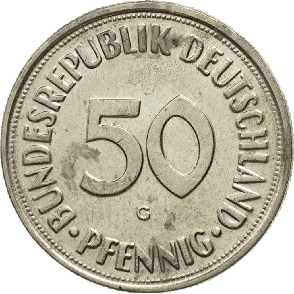 GERMANY - FEDERAL REPUBLIC, 50 Pfennig, 1950, Karlsruhe, AU(50-53)