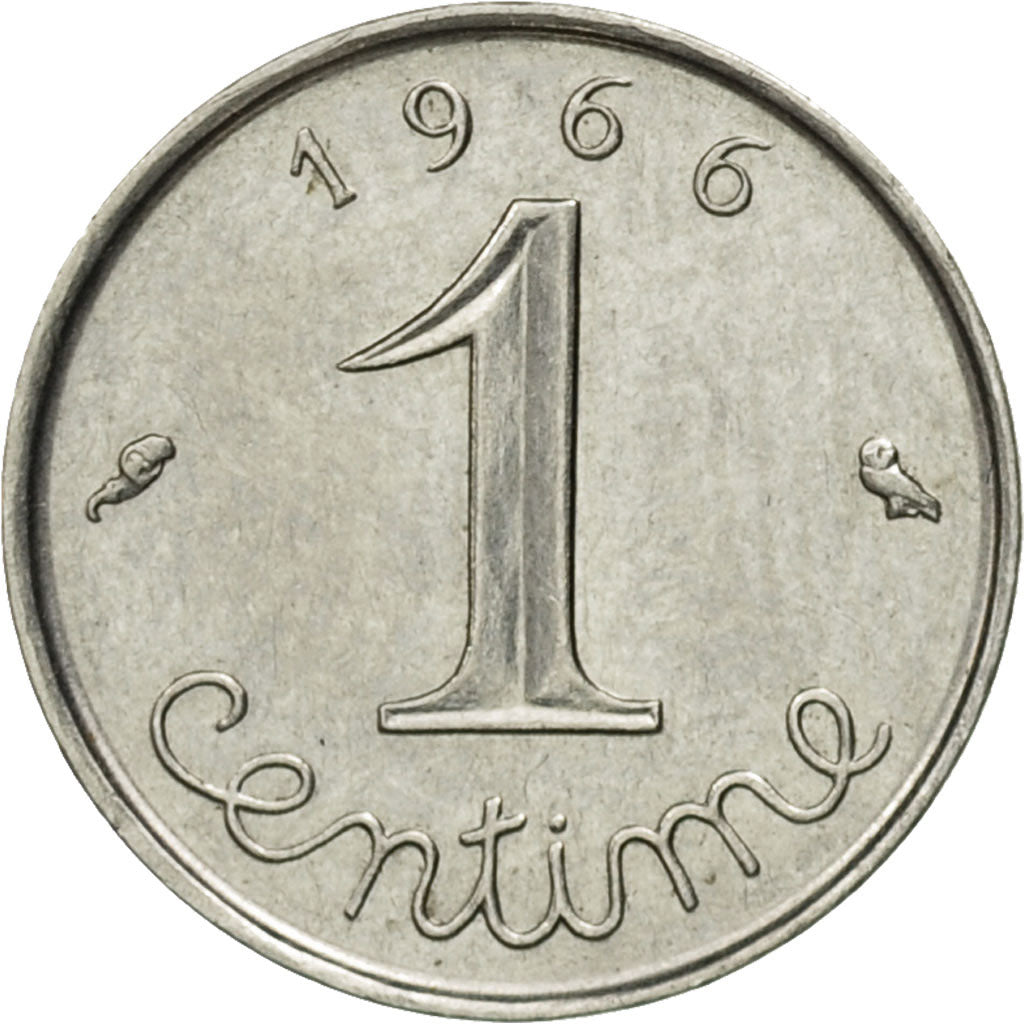 Francia, Épi, Centime, 1966, Paris, BC+, Acero inoxidable, KM:928