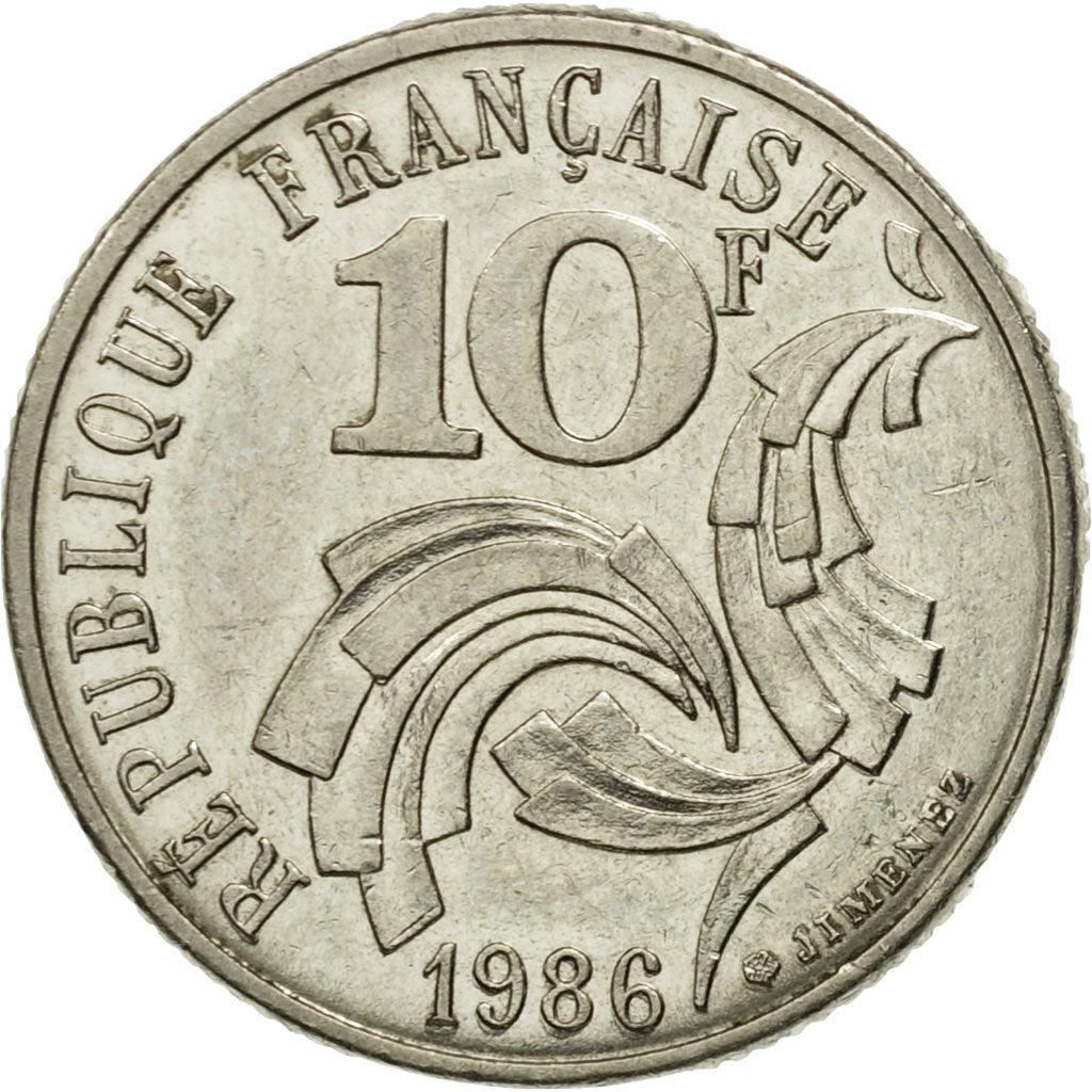 France, Jimenez, 10 Francs, 1986, Paris, EF(40-45), Nickel, KM:959