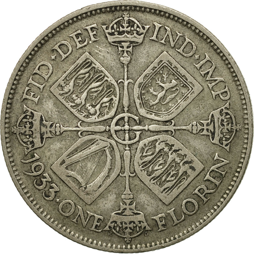 Great Britain, George V, Florin, Two Shillings, 1933, EF(40-45), Silver, KM:834