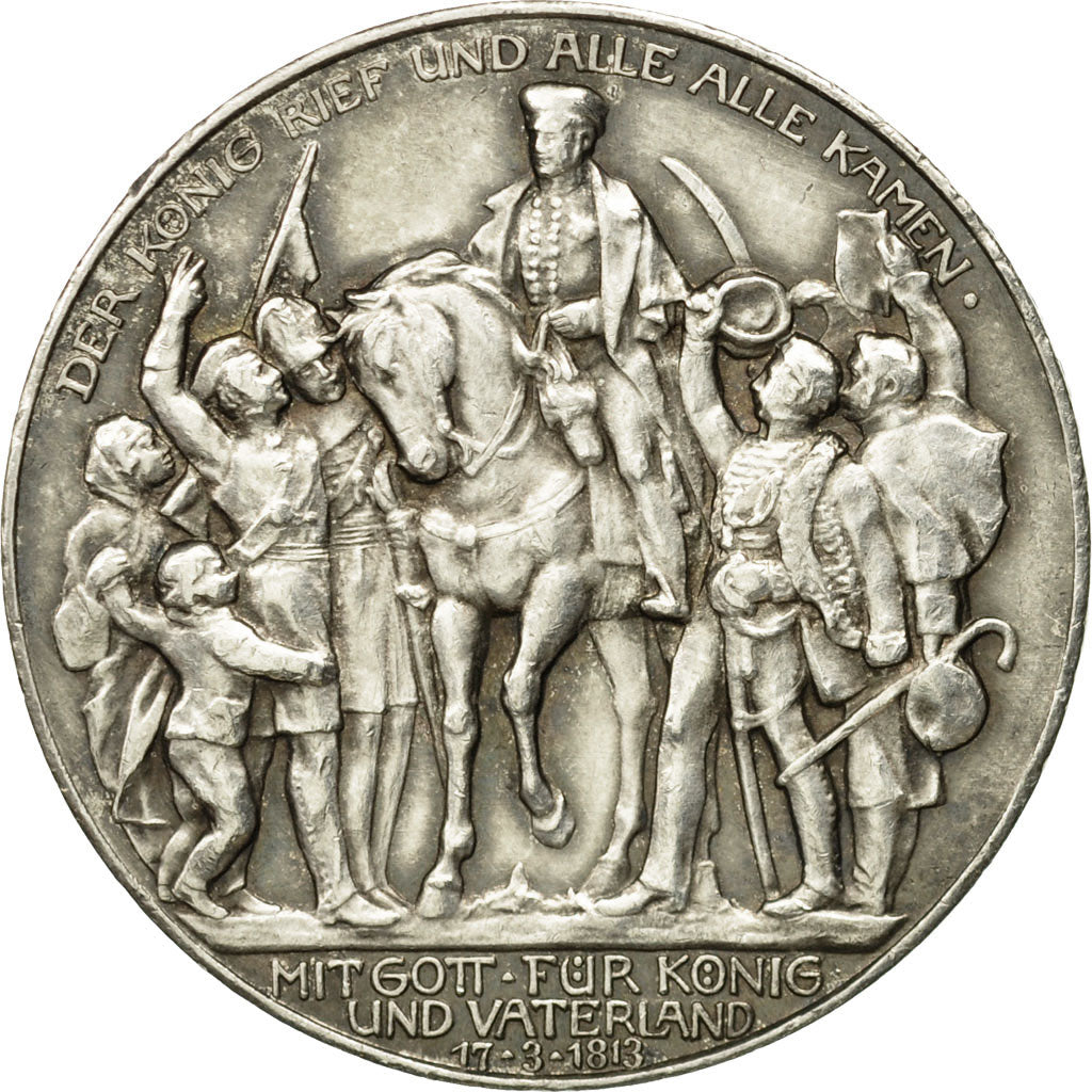 German States, PRUSSIA, Wilhelm II, 3 Mark, 1913, Berlin, EF(40-45), Silver