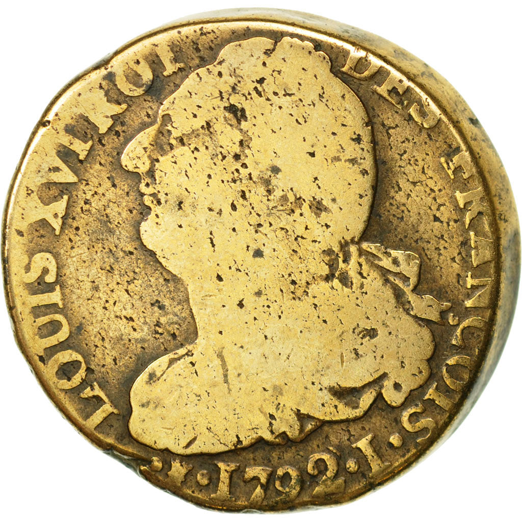 Coin, France, 2 sols françois, 2 Sols, 1792, Limoges, F(12-15), Bronze