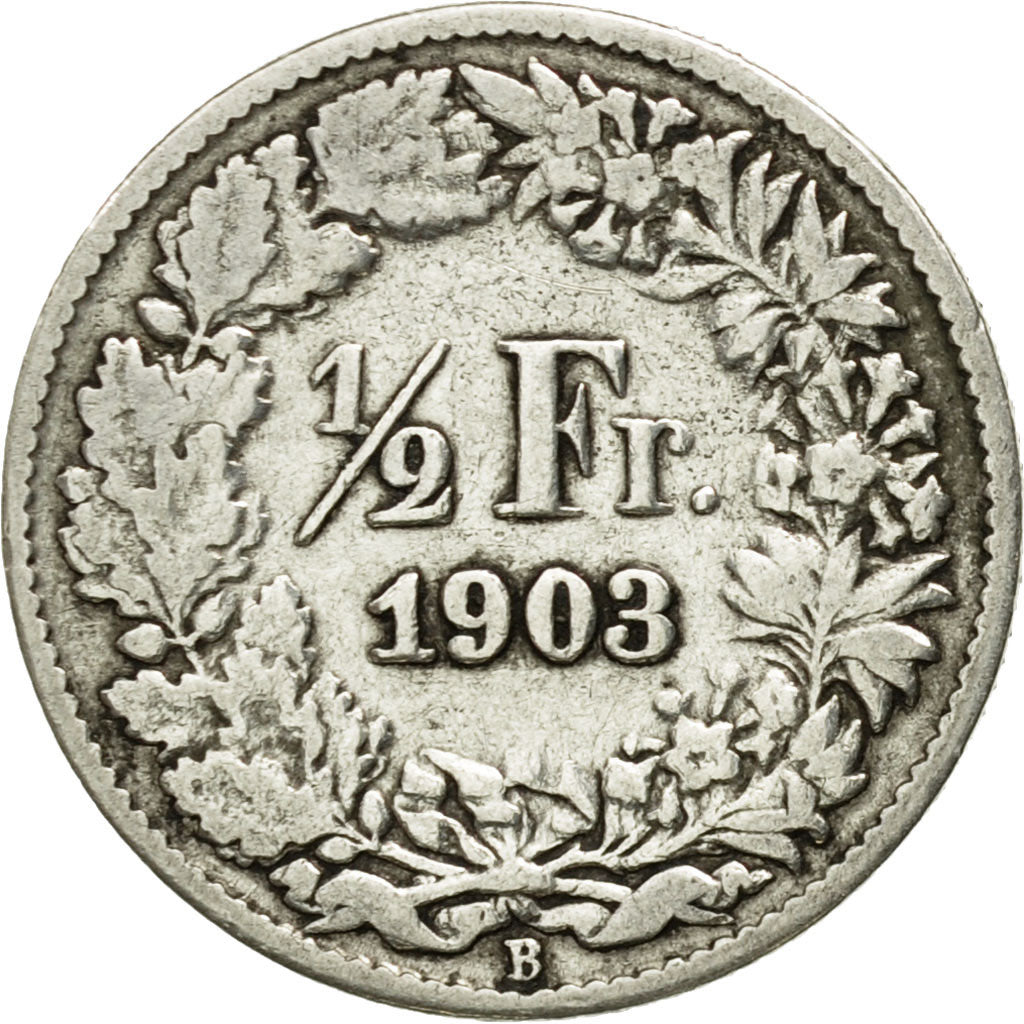 Switzerland, 1/2 Franc, 1903, Bern, VF(30-35), Silver, KM:23