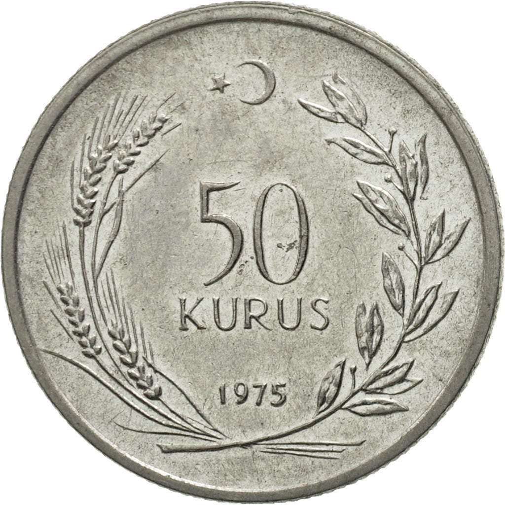 Turkey, 50 Kurus, 1975, AU(50-53), Stainless Steel, KM:899