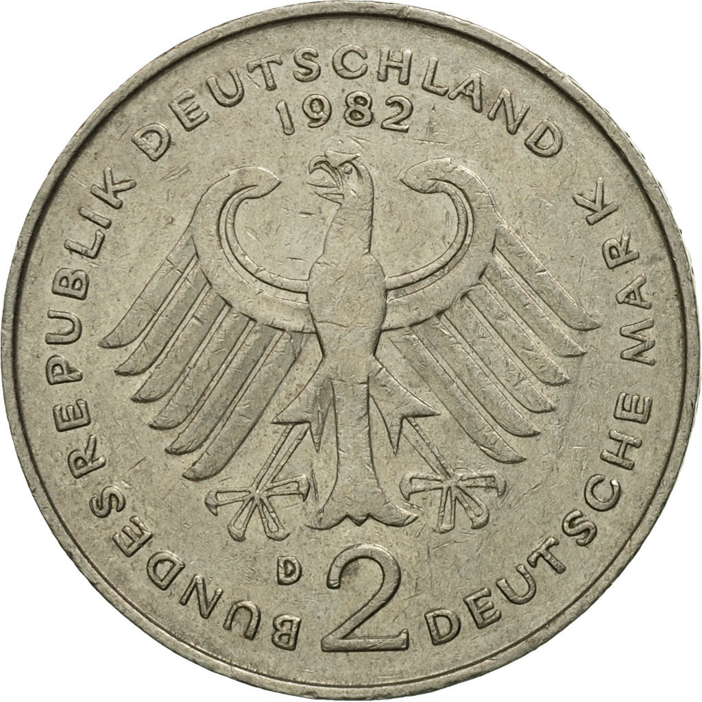 GERMANY - FEDERAL REPUBLIC, 2 Mark, 1982, Munich, EF(40-45), Copper-Nickel Clad