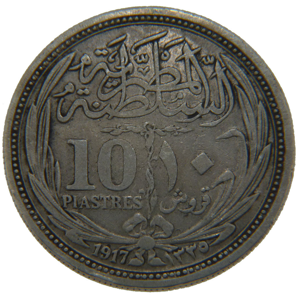 Coin, Egypt, Hussein Kamil, 10 Piastres, 1917, VF(20-25), Silver, KM:319