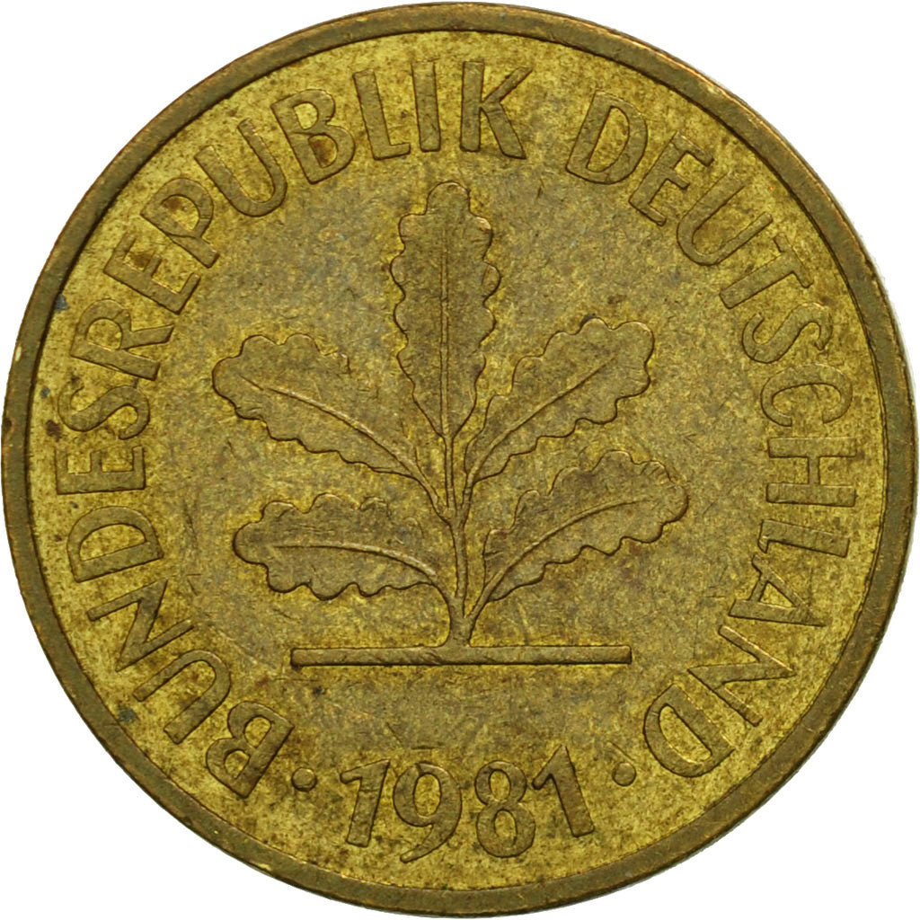GERMANY - FEDERAL REPUBLIC, 5 Pfennig, 1981, Hambourg, VF(30-35), Brass Clad