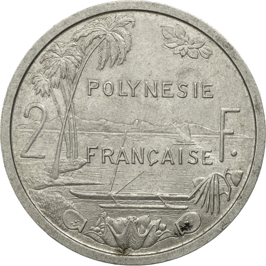 French Polynesia, 2 Francs, 1965, Paris, VF(30-35), Aluminum, KM:3
