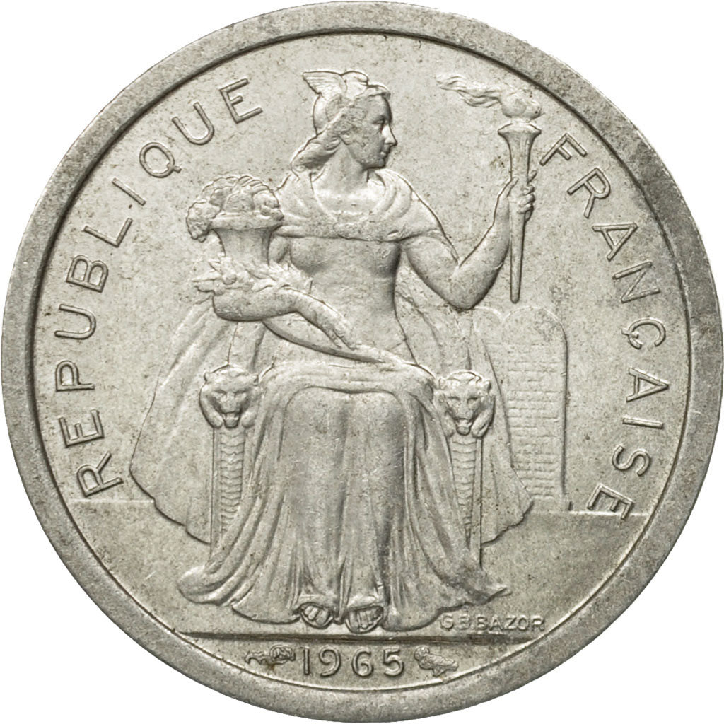 Moneta, Polinezja Francuska, Franc, 1965, Paris, EF(40-45), Aluminium, KM:2