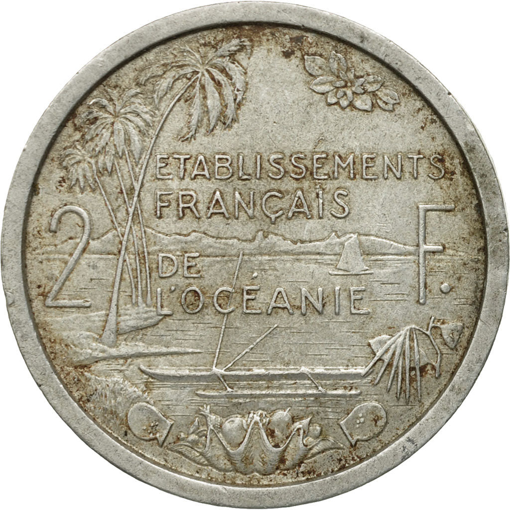 Monnaie, FRENCH OCEANIA, 2 Francs, 1949, TB, Aluminium, KM:3