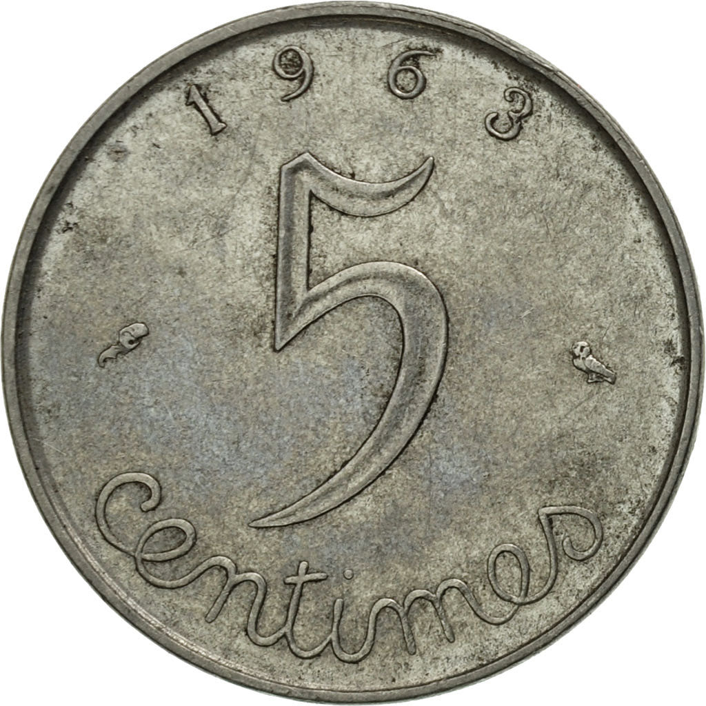 France, Épi, 5 Centimes, 1963, Paris, TB, Stainless Steel, KM:927, Gadoury:172