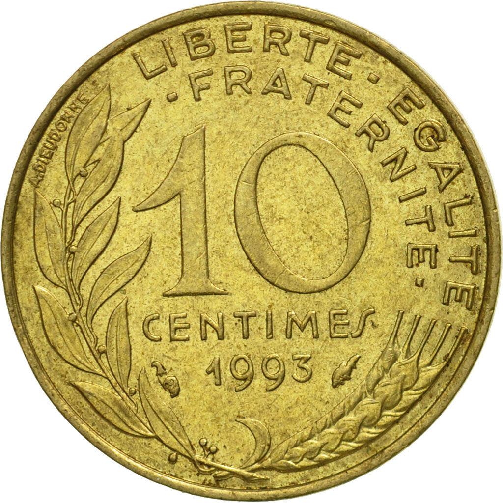 coin, France, Marianne, 10 Centimes, 1993, Paris, VF(30-35), Aluminum-Bronze