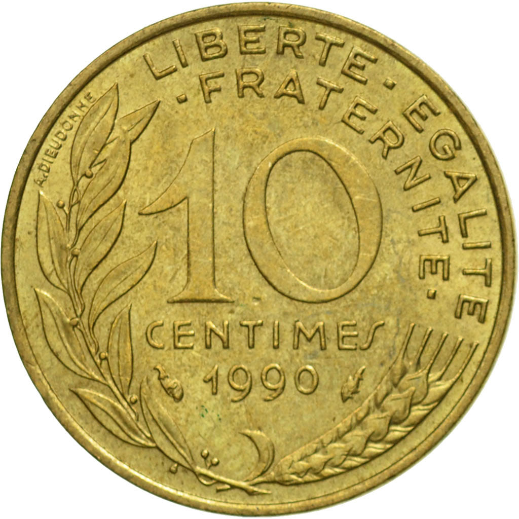 coin, France, Marianne, 10 Centimes, 1990, Paris, EF(40-45), Aluminum-Bronze
