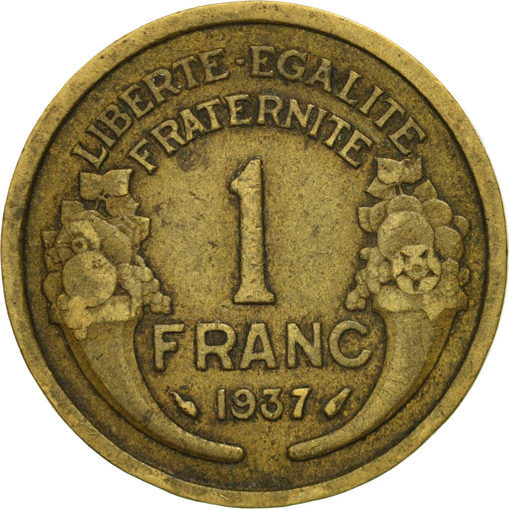 coin, France, Morlon, Franc, 1937, Paris, F(12-15), Aluminum-Bronze, KM:885