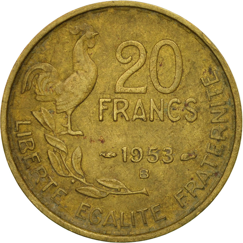 coin, France, Guiraud, 20 Francs, 1953, Beaumont - Le Roger, VF(30-35)