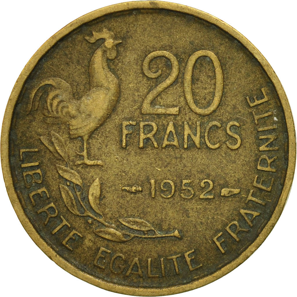 monnaie, France, Guiraud, 20 Francs, 1952, Paris, TB, Aluminum-Bronze, KM:917.1