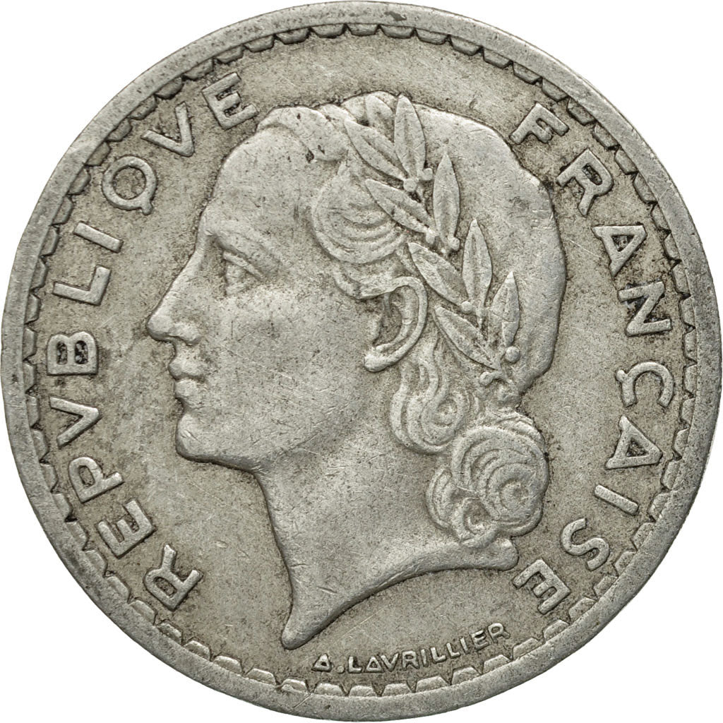 Moneta, Francja, Lavrillier, 5 Francs, 1947, Paris, VF(20-25), Aluminium