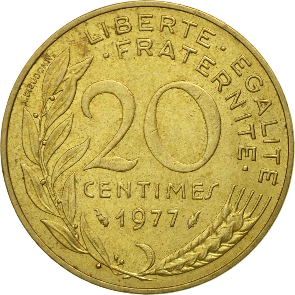 coin, France, Marianne, 20 Centimes, 1977, Paris, VF(30-35), Aluminum-Bronze