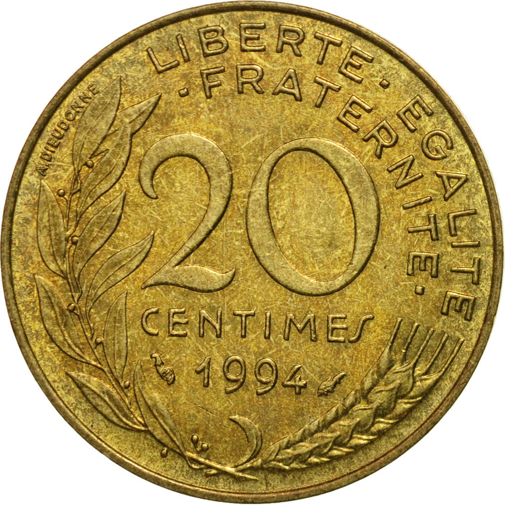 coin, France, Marianne, 20 Centimes, 1994, Paris, VF(30-35), Aluminum-Bronze