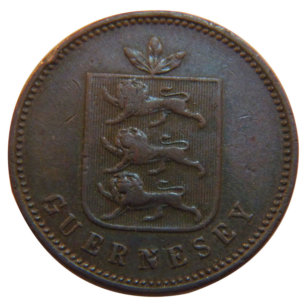 GUERNSEY, 4 Doubles, 1830, KM #2, EF(40-45), Copper, 9.50