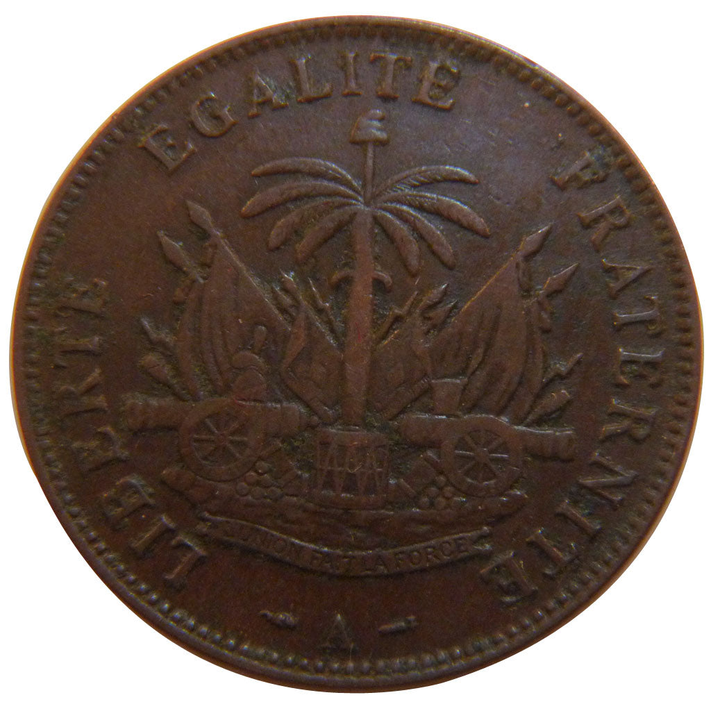 Haiti, 2 Centimes, 1894, Paris, KM #49, EF(40-45), Copper, 10.00