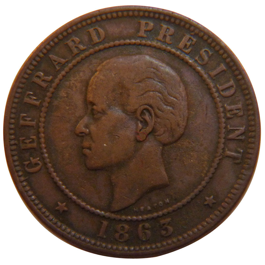 HAITI, 20 Centimes, 1863, KM #41, EF(40-45), Bronze, 8.00