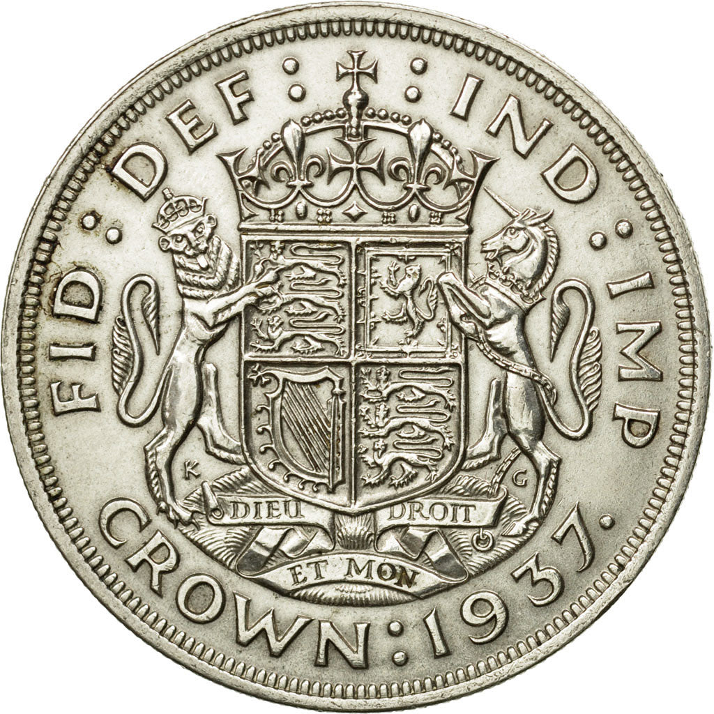 Coin, Great Britain, George VI, Crown, 1937, AU(50-53), Silver, KM:857