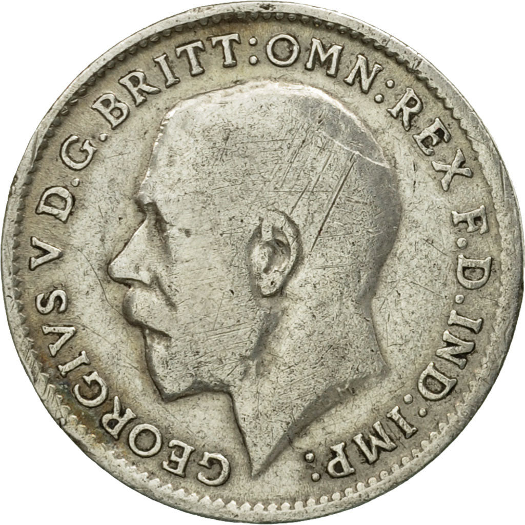 Coin, Great Britain, George V, 3 Pence, 1916, AU(50-53), Silver, KM:813