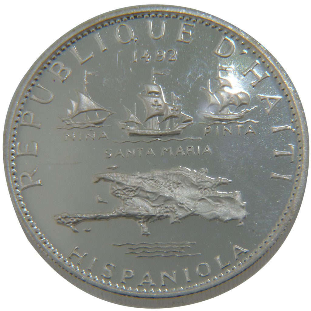 Haiti, 5 Gourdes, 1970, KM #64, MS(65-70), Silver, 24.00
