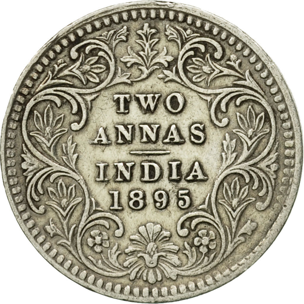 Coin, INDIA-BRITISH, Victoria, 2 Annas, 1895, AU(55-58), Silver, KM:488