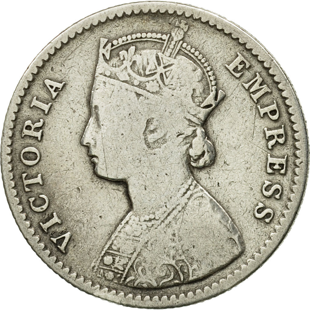 Coin, INDIA-BRITISH, Victoria, 1/4 Rupee, 1883, VF(30-35), Silver, KM:490