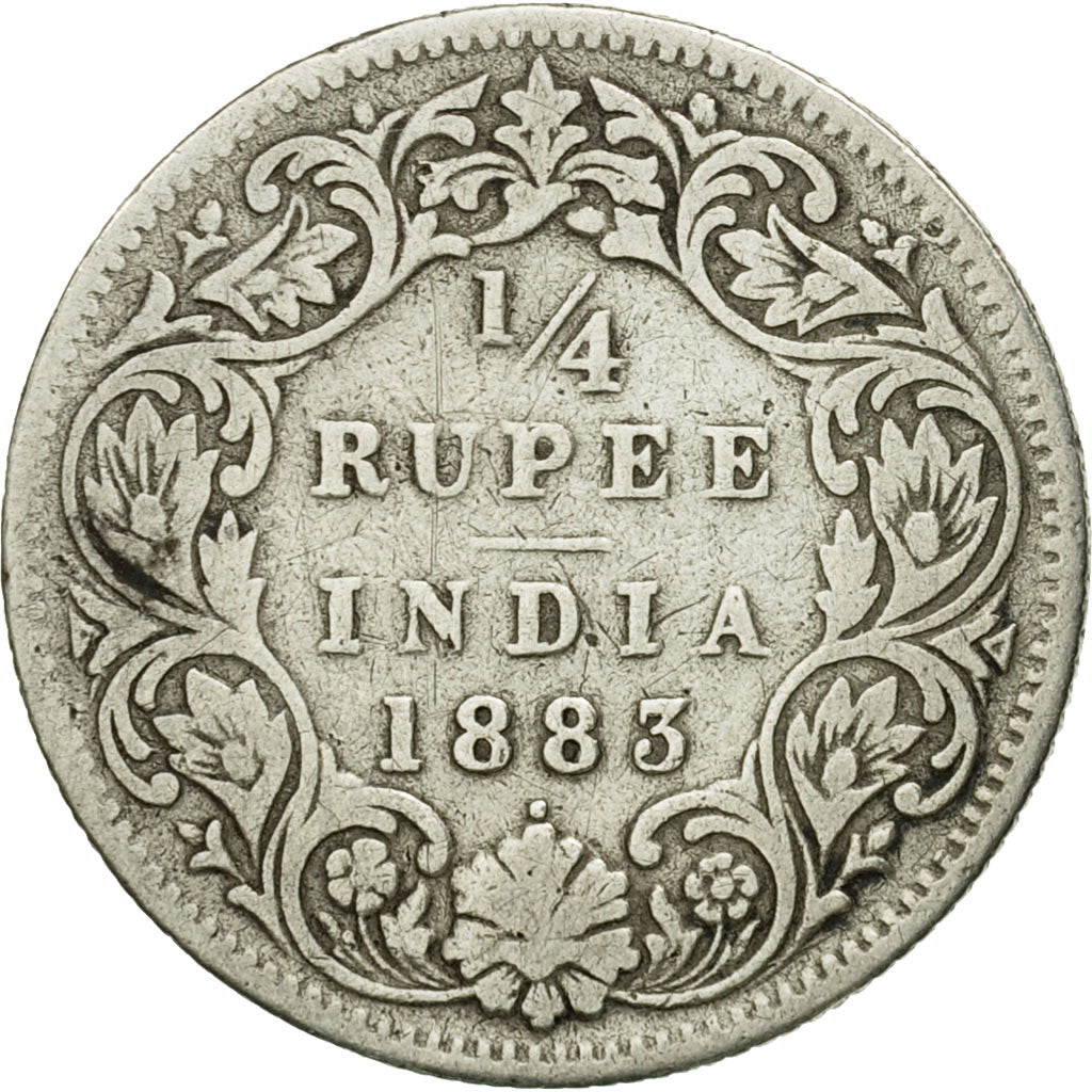 Coin, INDIA-BRITISH, Victoria, 1/4 Rupee, 1883, VF(30-35), Silver, KM:490