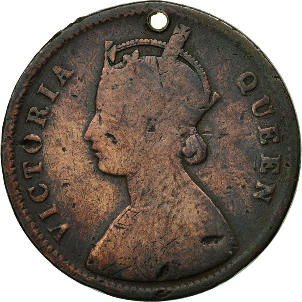 Coin, INDIA-BRITISH, Victoria, 1/4 Anna, 1862, VG(8-10), Copper, KM:467