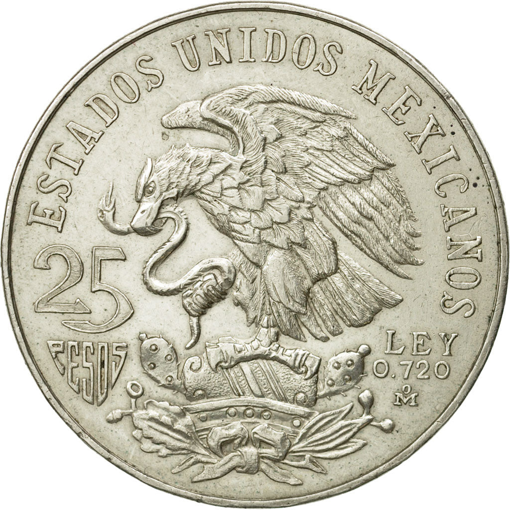 Mexico, 25 Pesos, 1968, Mexico City, AU(55-58), Silver, KM:479.1