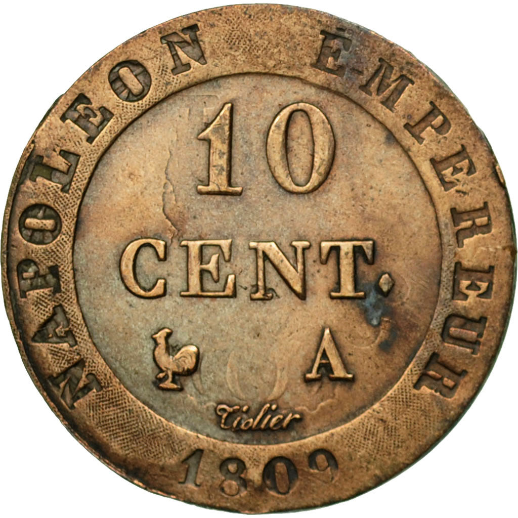 Coin, France, Napoléon I, 10 Centimes, 1809, Paris, F(12-15), Billon, KM:676.1