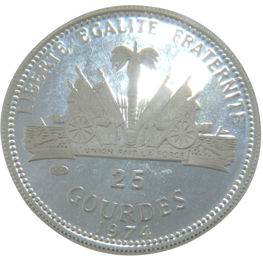 HAITI, 25 Gourdes, 1974, KM #103, MS(65-70), Silver, 8.00