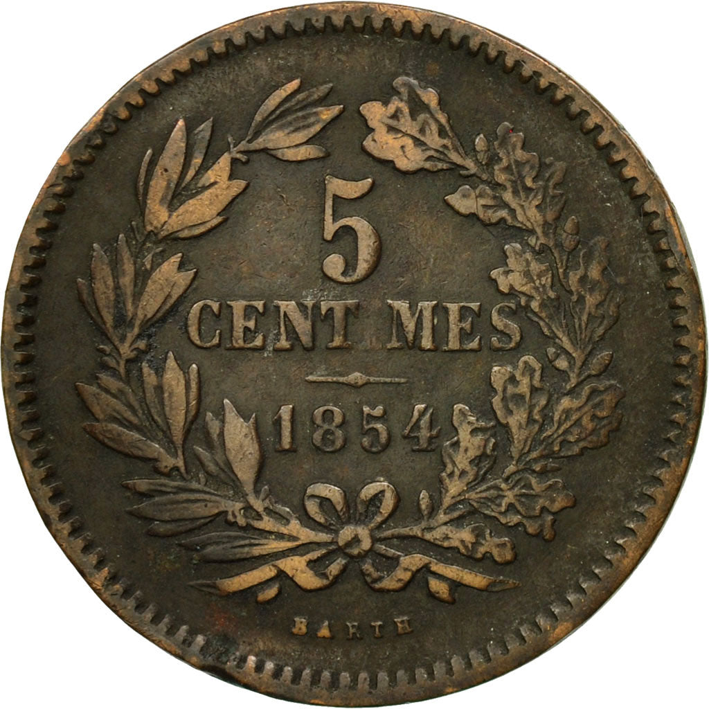 Monnaie, Luxembourg, William III, 5 Centimes, 1854, Utrecht, TB+, Bronze